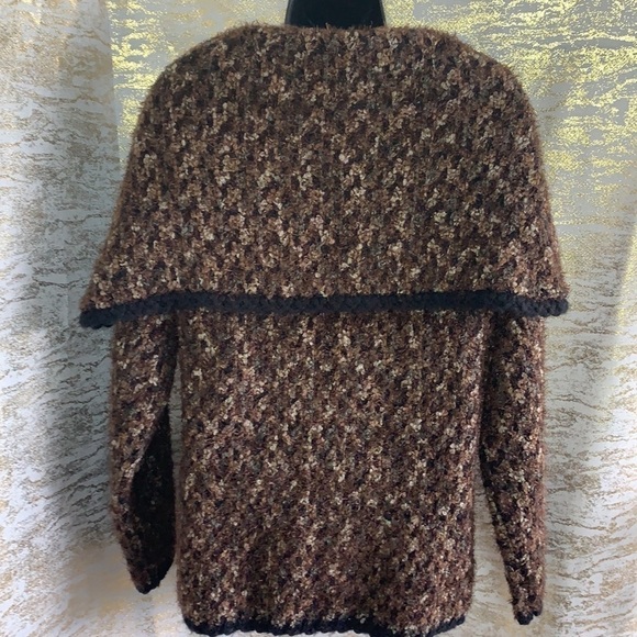 Vintage🧚♀️Brown Susan Bristol wool blend knitted cardigan Size L - Picture 6 of 11